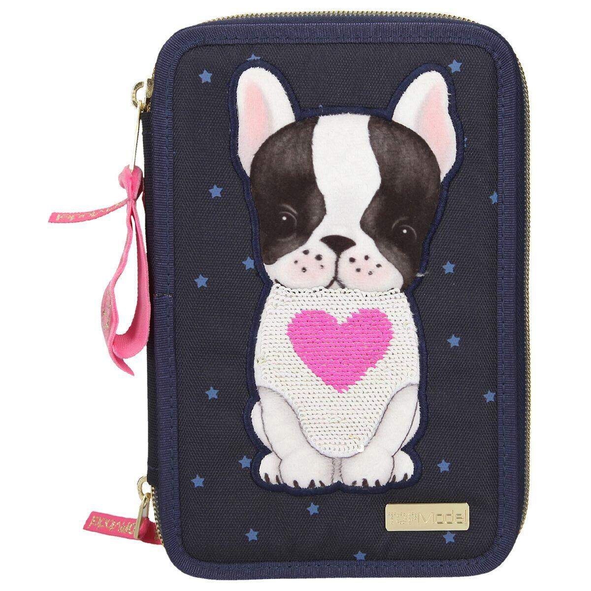 Depesche TOPModel 3-Fach Federtasche Hund dunkelblau