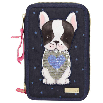 Depesche TOPModel 3-Fach Federtasche Hund dunkelblau