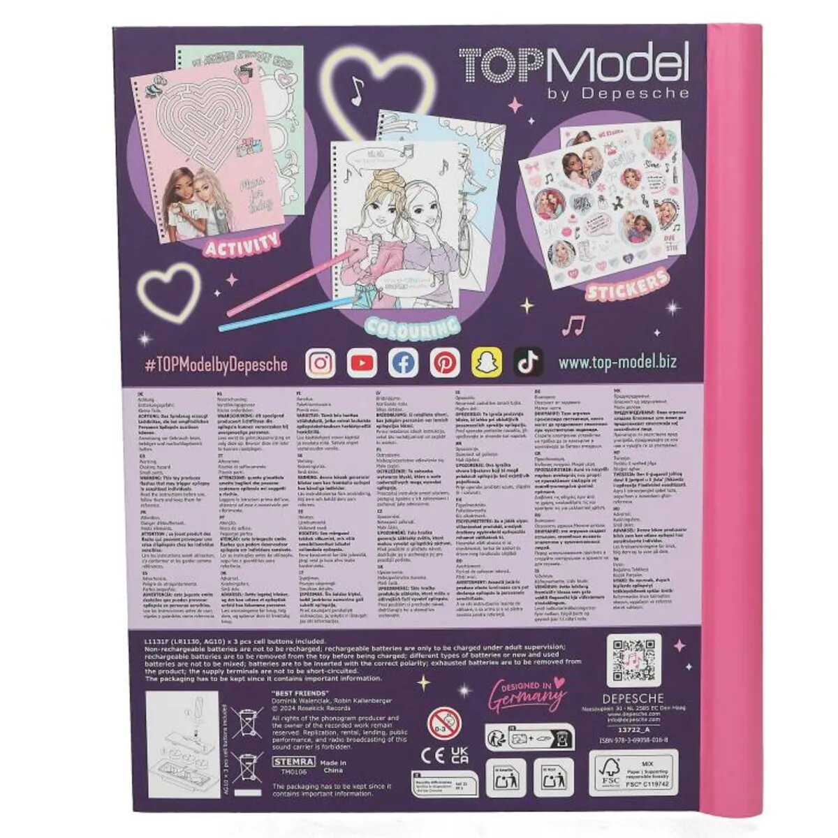 Depesche TOPModel Malbuch mit LED und Sound MY BFF mit 2 Bogen coole Sticker