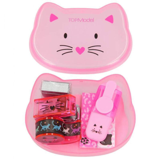 Depesche TOPModel Mini Schreibtisch-Set in Box Cat, 1 Stück, sortiert