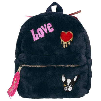 Depesche TOPModel Rucksack Kunstfell mit Patches dunkelblau DOG