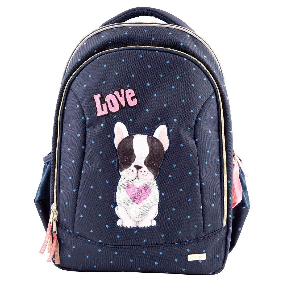 Depesche TOPModel Schulrucksack Streichpaillette dunkelblau DOG