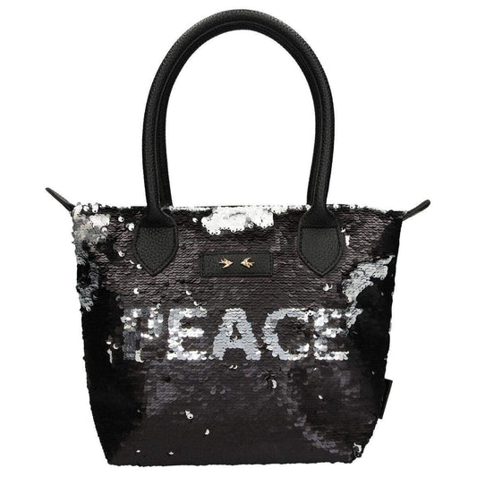 Depesche Trend LOVE Handtasche Streichpaillette schwarz Love & Peace