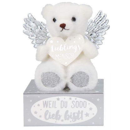 Depesche WUNSCHERFÜLLER Schutzengelbär Silber auf Box, 1 Stück, 4-fach sortiert