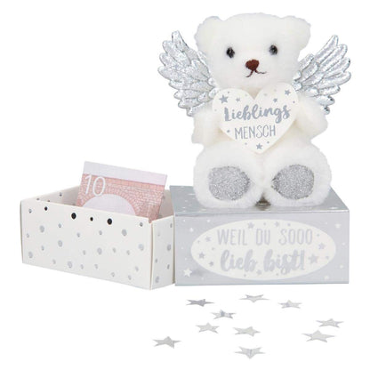 Depesche WUNSCHERFÜLLER Schutzengelbär Silber auf Box, 1 Stück, 4-fach sortiert