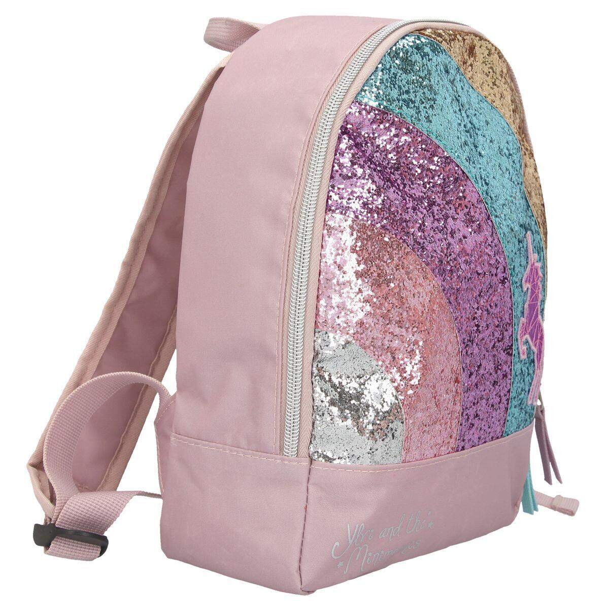 Depesche Ylvi & the Minimoomis kleiner Rucksack Regenbogen Glitter Mauve