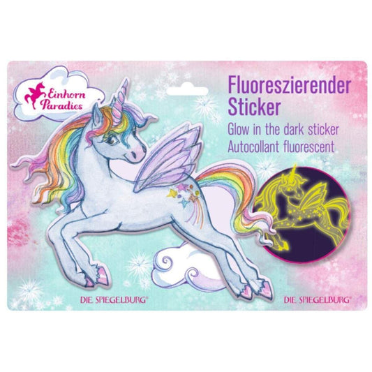 Die Spiegelburg Fluoreszierender Sticker Einhorn-Paradies 1 Stück, sortiert