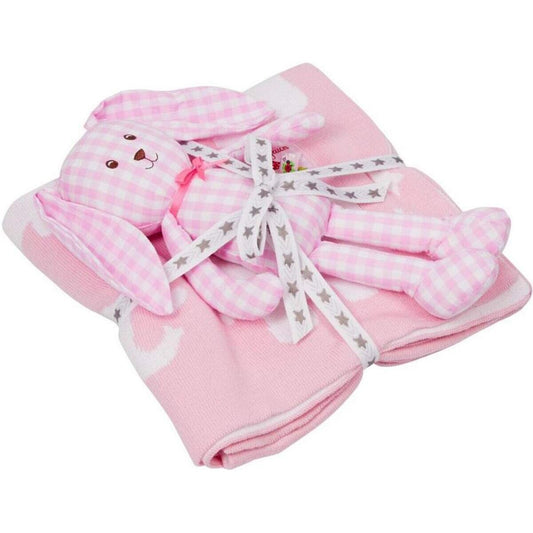 Die Spiegelburg Geschenkset Strickdecke+Schlenker-Häschchen, rosa BabyGl.