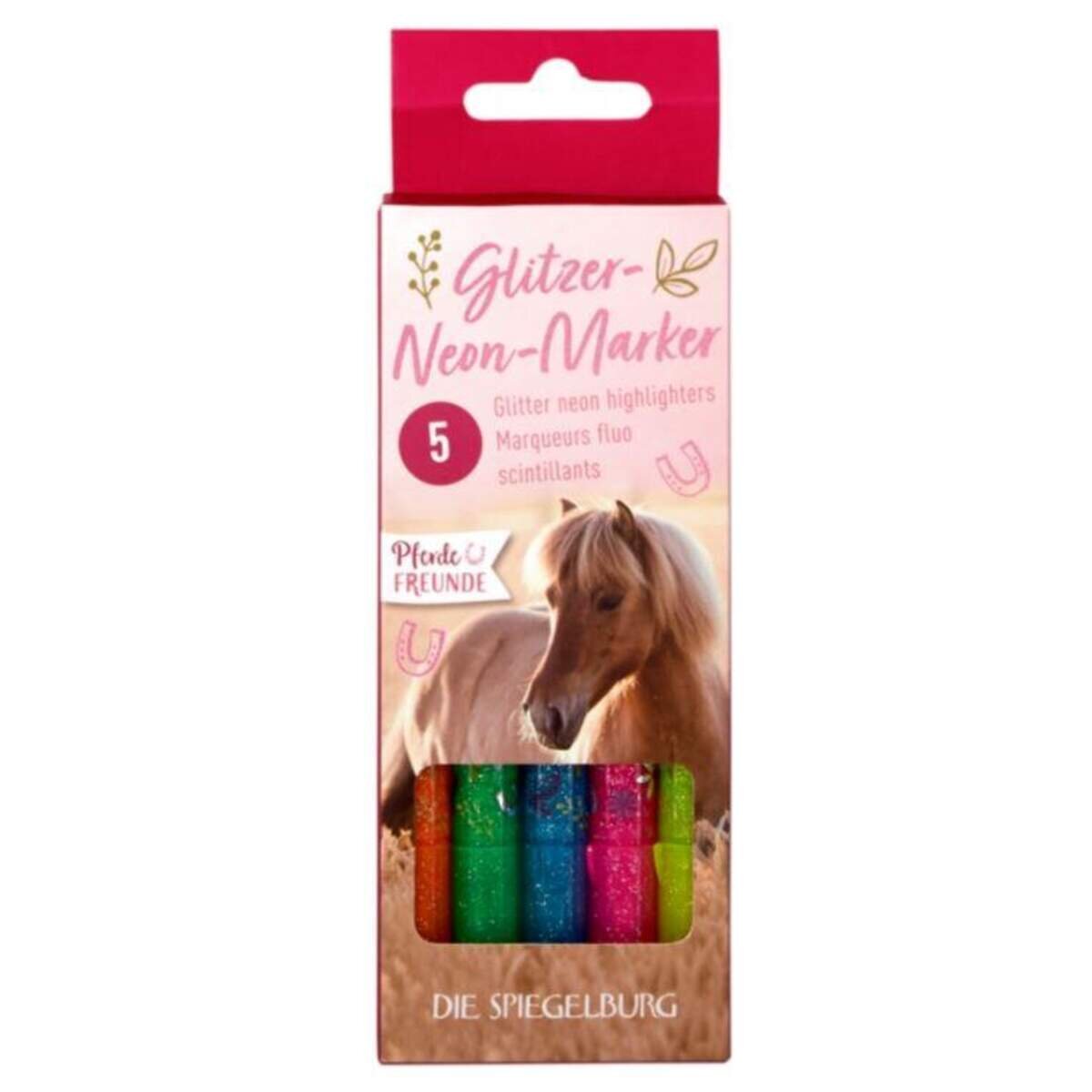 Die Spiegelburg Glitzer-Neon-Marker Pferdefreunde, 5 Stück