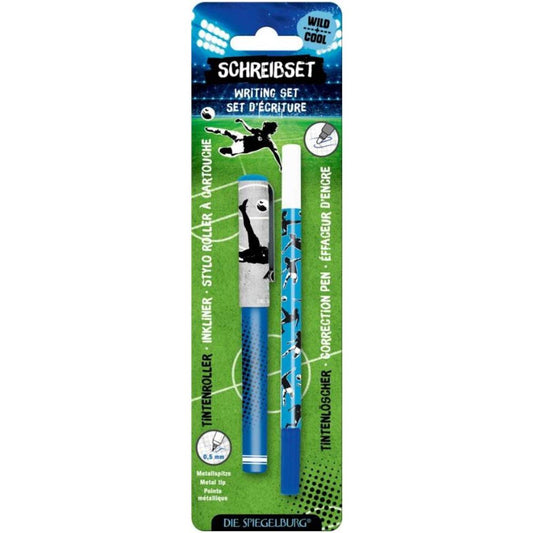 Die Spiegelburg Schreibset (Tintenroller+-löscher-Set) Fußball Wild+Cool