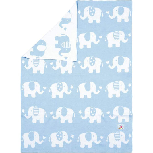 Die Spiegelburg Strickdecke Elefant BabyGlück, hellblau ca. 70 x 90 cm