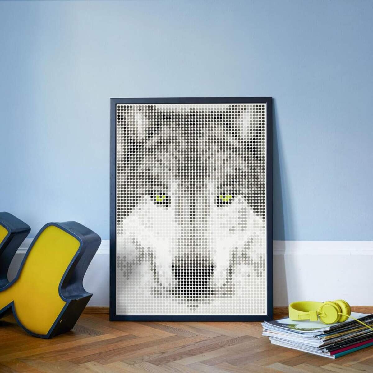 dot-on-dot DIY-Klebeposter, Bastelset, Stickerset - Motiv: Wolf, 50x70 cm