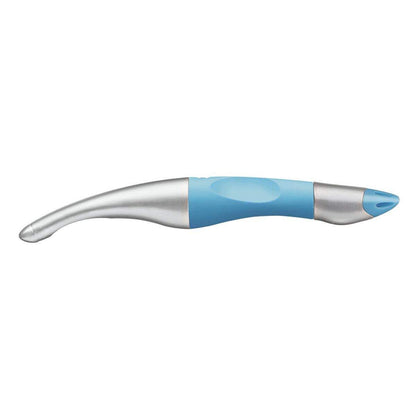 Ergonomischer Tintenroller für Rechtshänder - STABILO EASYoriginal metallic in neonblau/metallic - Einzelstift - Schreibfarbe blau (löschbar) - inklusive Patrone