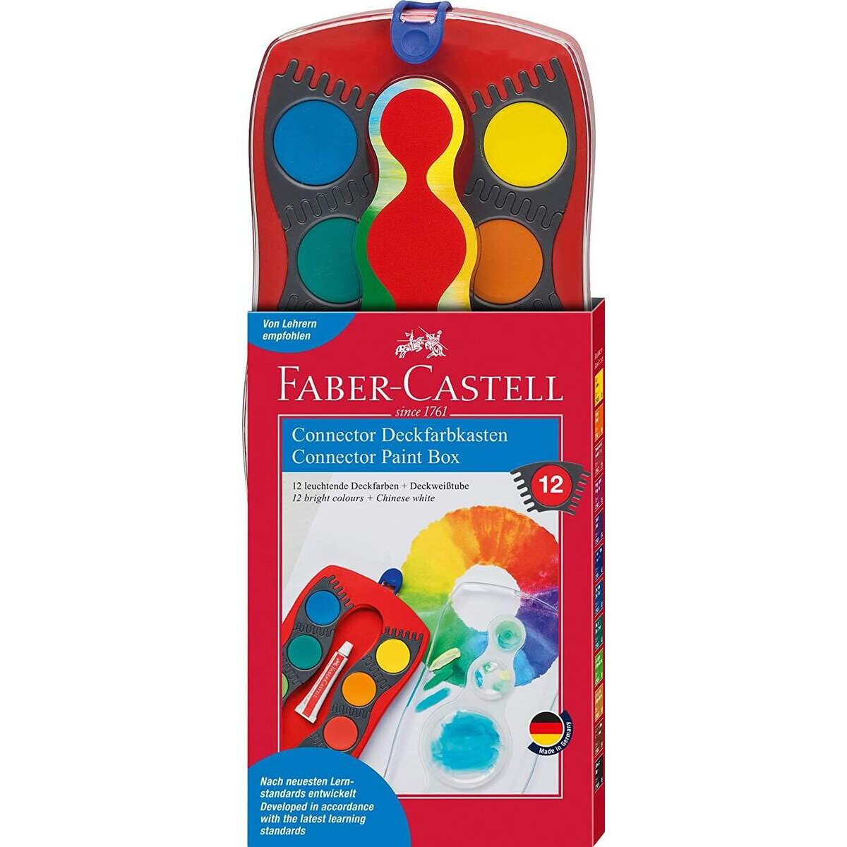 Faber-Castell Farbkasten Connector 12 Farben mit Deckweiß