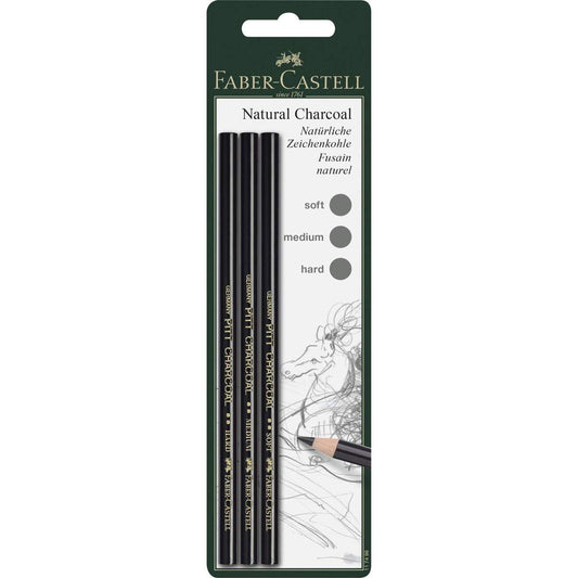 Faber-Castell Kohlestift PITT fettfrei, 3er Packung