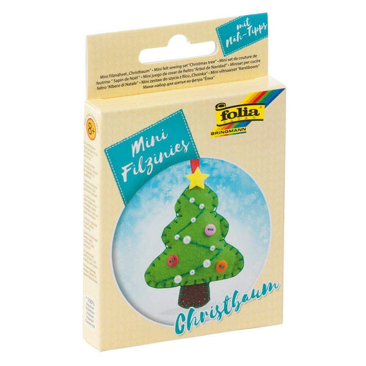 Folia Filz Nähset für Kinder-Mini Filzinie, Anhänger Christbaum, 9 teilig