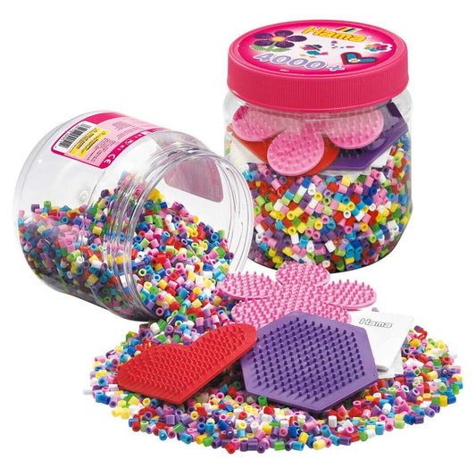 Hama Bügelperlen Dose mit ca. 4.000 Perlen und 3 Stiftplatten