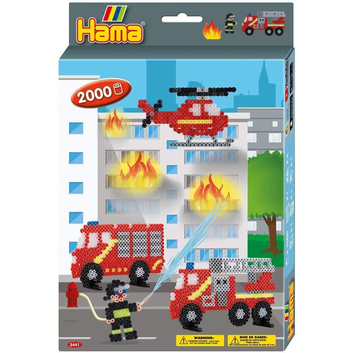 Hama Bügelperlen Feuerwehr, Midi, ca. 2000 Stück, inklusive Stiftplatte und Zubehör