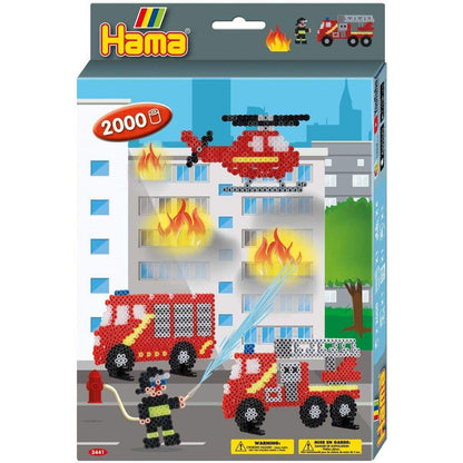 Hama Bügelperlen Feuerwehr, Midi, ca. 2000 Stück, inklusive Stiftplatte und Zubehör