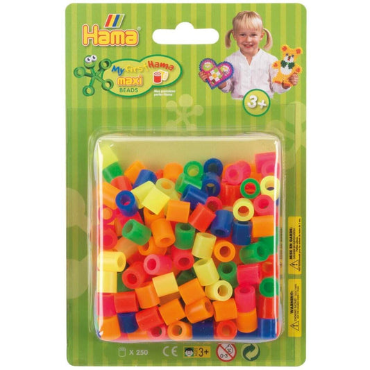 Hama Bügelperlen Maxi Perlen Neonmix, 250 Stück