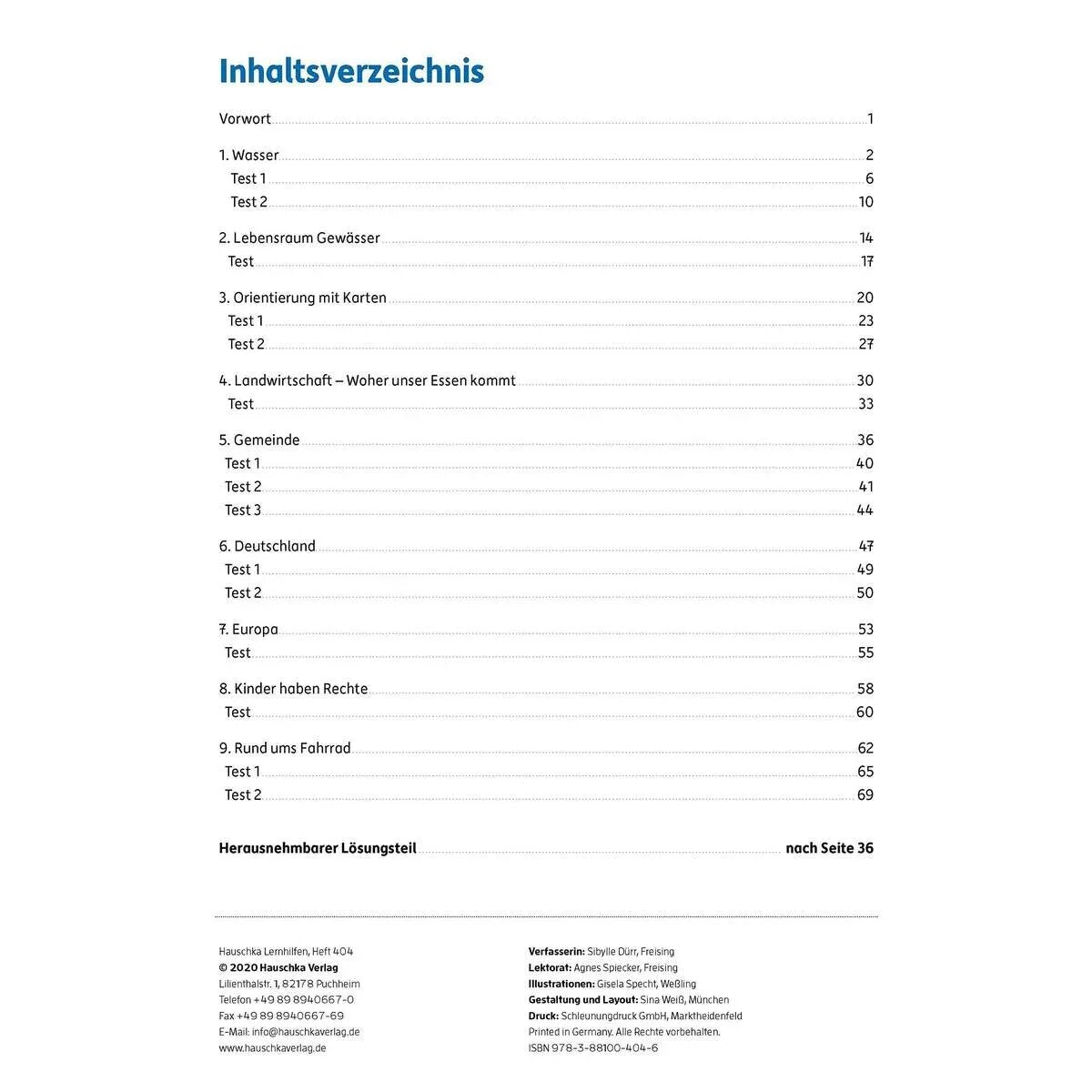 Hauschka Verlag Übungsheft mit Tests im Sachunterricht 4. Klasse