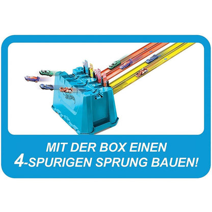 Hot Wheels Track Builder Unlimited Mehrspurige Speed Box, Starter-Set inkl. 1 Auto