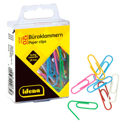 Idena Büroklammern 120 Stück aus Metall kunststoffummantelt farbig