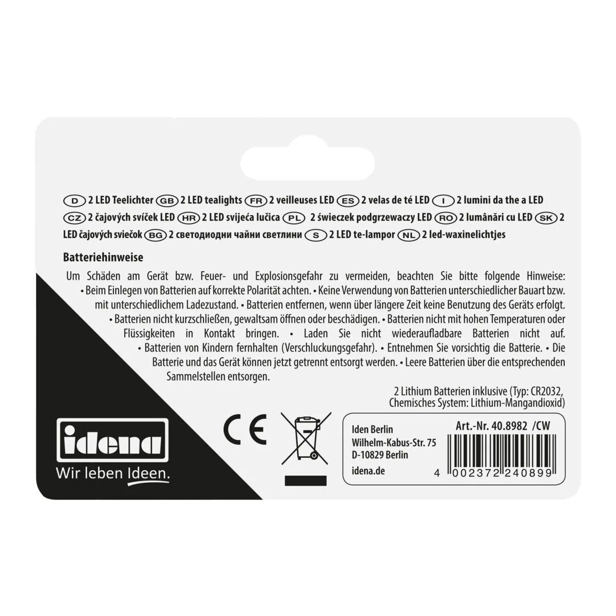 Idena LED Teelichter, 2 Stück