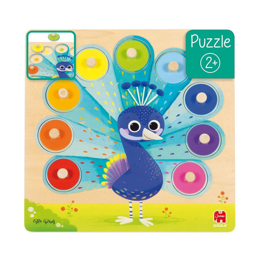 Jumbo Spiele GOULA Holzpuzzle Pfau, 7 Teile