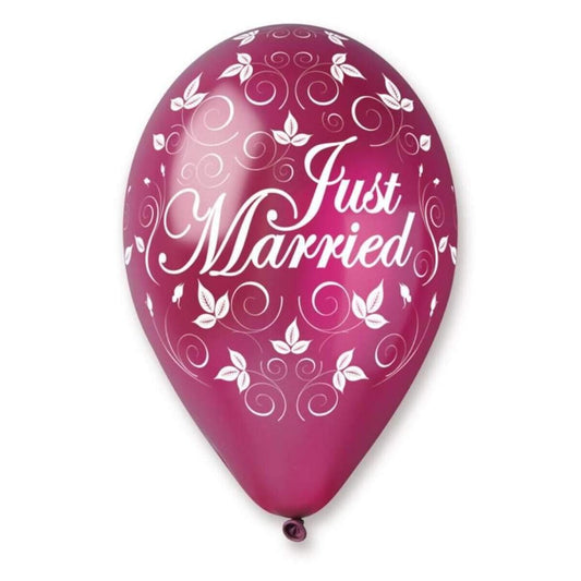 Karaloon 30 Ballons " Just Maried" Metallic Burgund