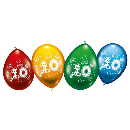 Karaloon Ballon Zahl "10" Heliumqualität, 8 Stück