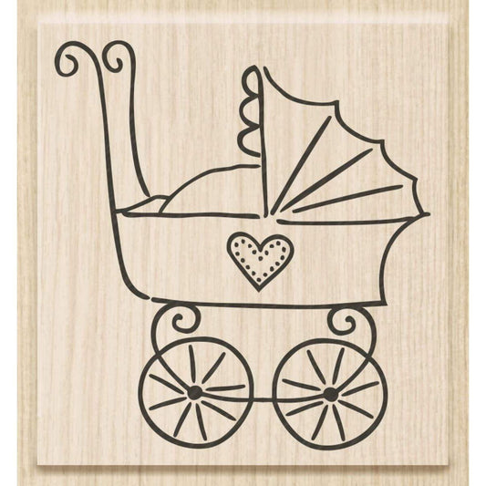 Knorr Prandell Stempel aus Holz (Geburt) Motivgröße 5,5 x 6 cm, Motiv: Kinderwagen