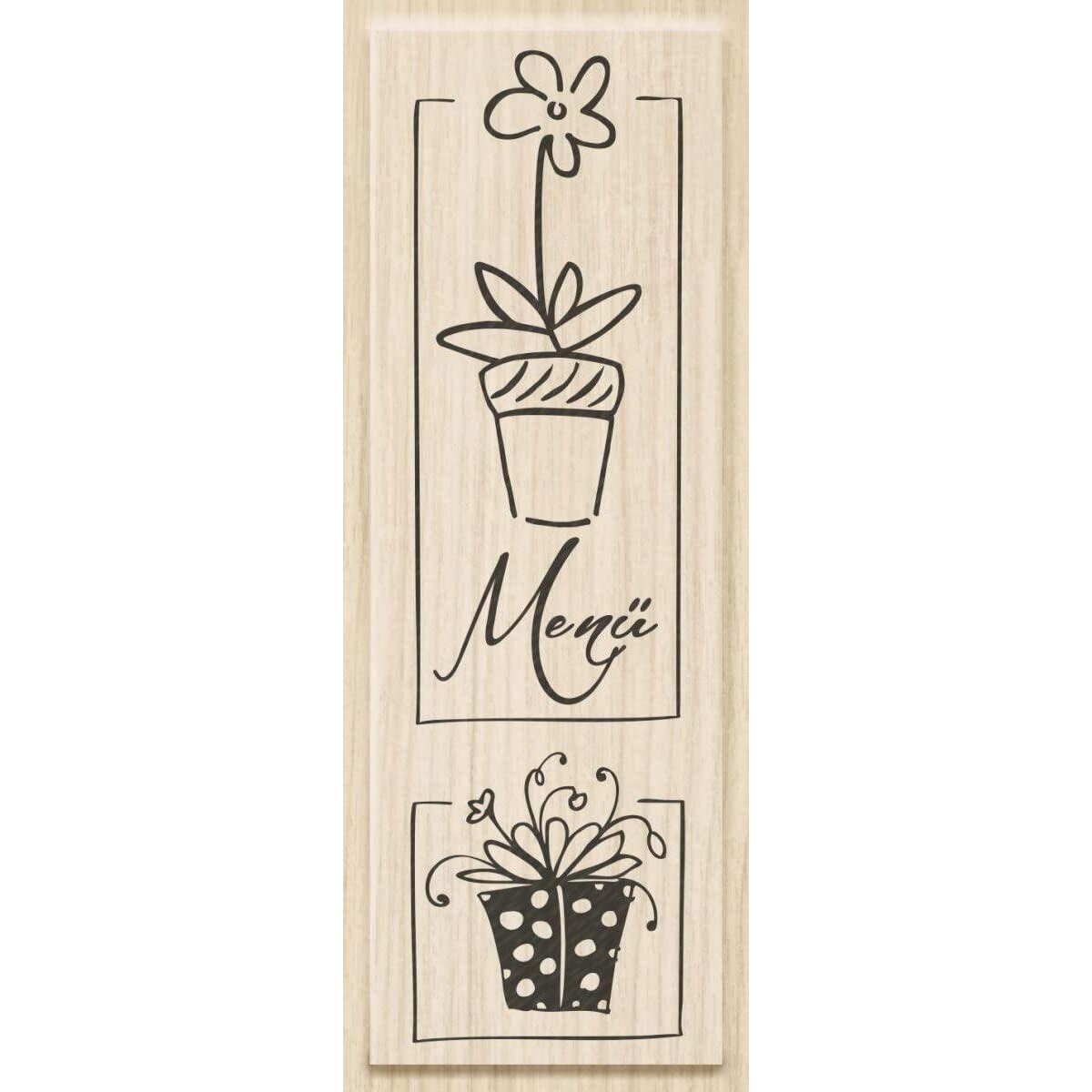 Knorr Prandell Stempel aus Holz (Einladung) Motivgröße 3,8 x 11 cm, Motiv: Menü Flower