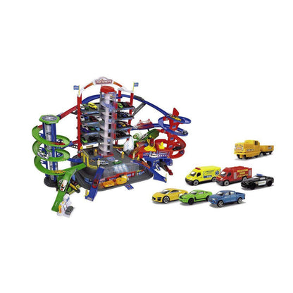 Majorette Super City Garage + 6 vehicles