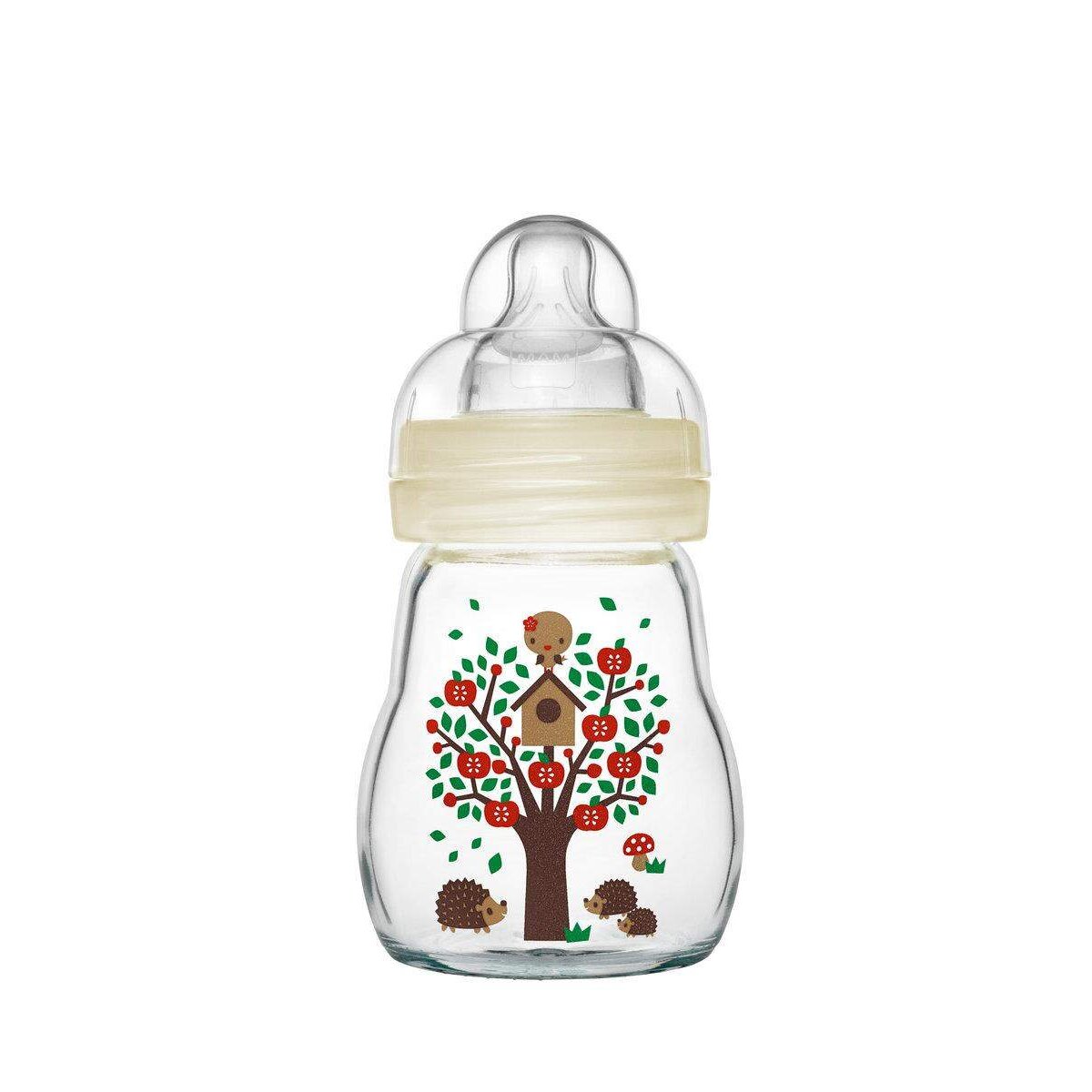 MAM Feel Good Premium Glasflasche 170 ml mit Sauger Größe 1, Neutral