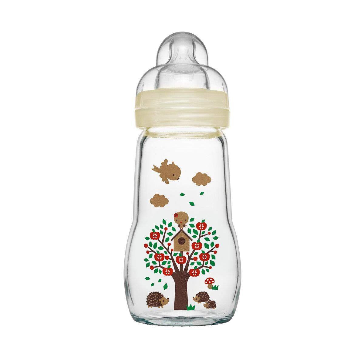 MAM Feel Good Premium Glasflasche 260 ml mit Sauger Größe 2, Neutral