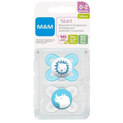 MAM Schnuller Start Silikon 0-2 Monate Doppelpackung, für Jungen