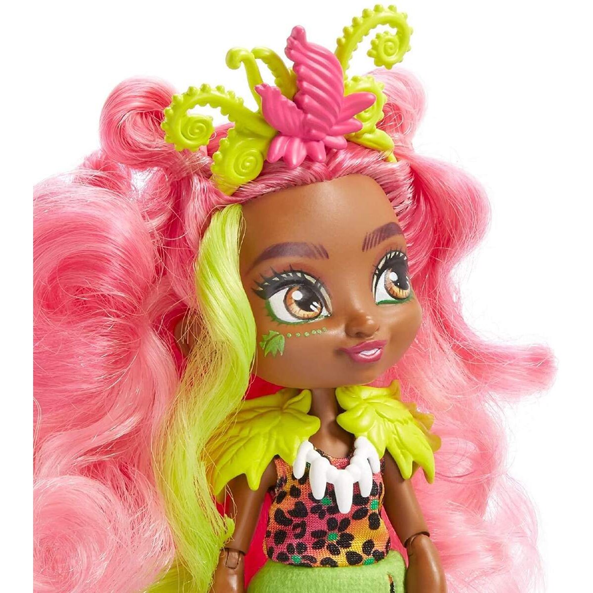 Mattel Cave Club Fernessa Puppe (25 cm) mit Haus-Dinosaurier
