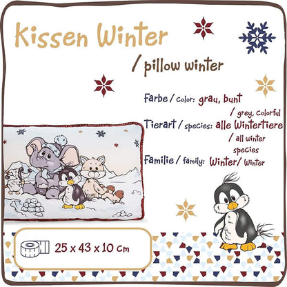 NICI 47293 Kuschelkissen Elefant, Pinguin, Schneefuchs – Flauschiges