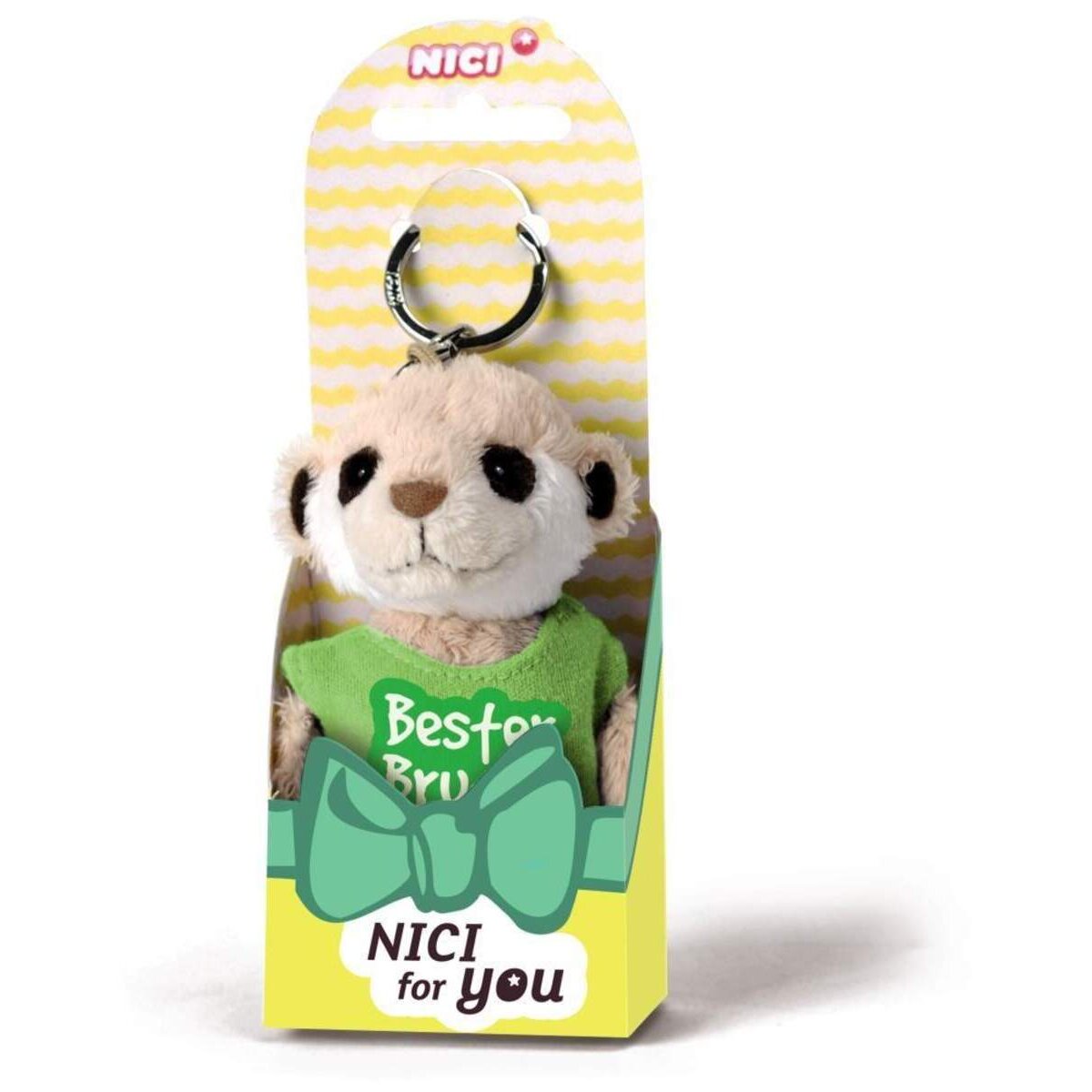 NICI for You Erdmännchen Bester Bruder Schlüsselanhänger mit T-shirt grün, 10cm