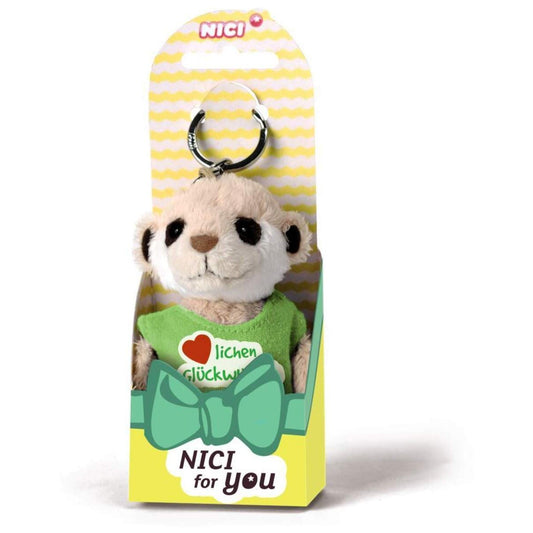 NICI for You Erdmännchen (Herz)lichen Glückwunsch Schlüsselanhänger grün, 10cm