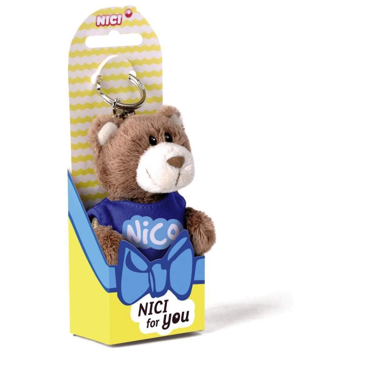 NICI for You Schlüsselanhänger Bär Nico mit T-shirt blau