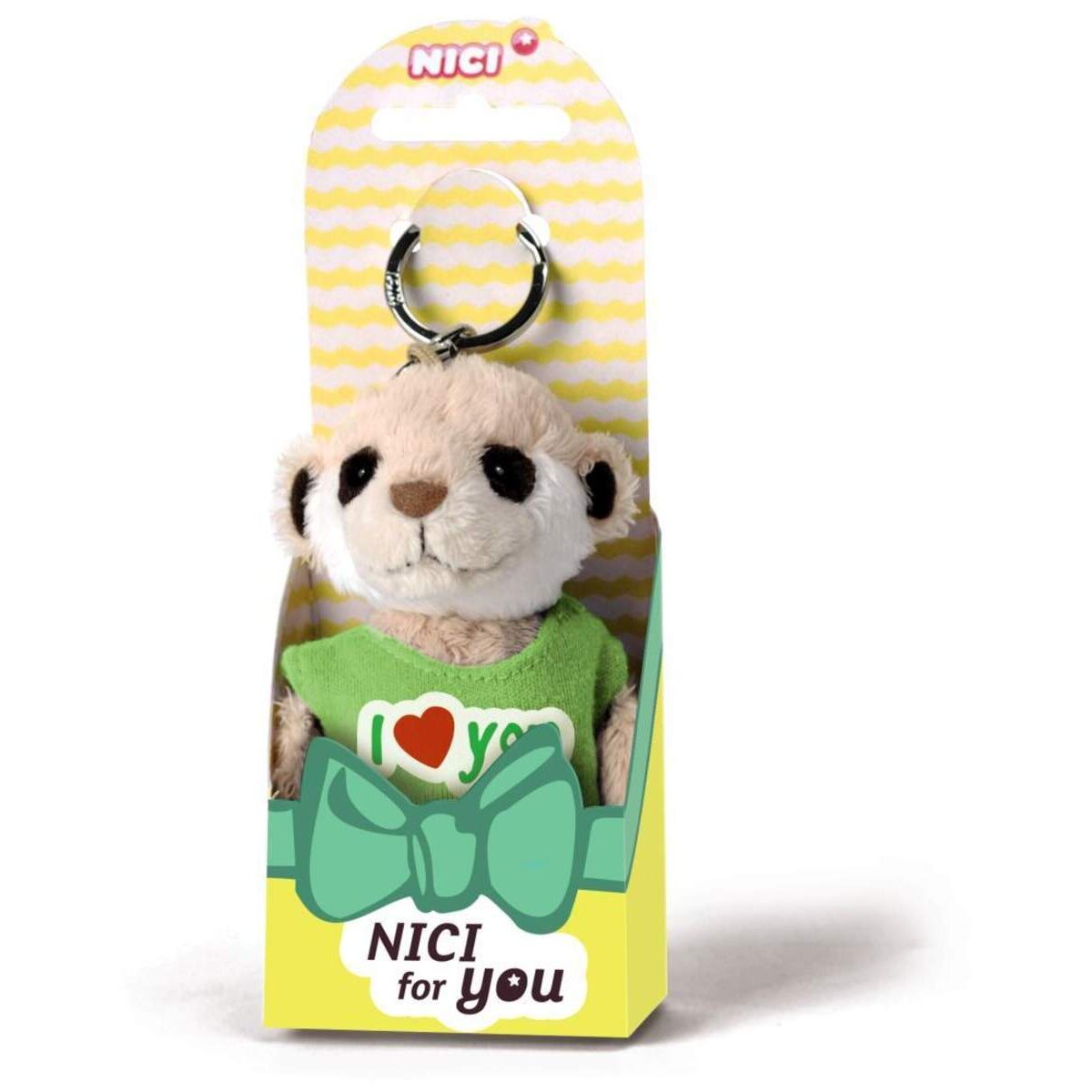 NICI for You Schlüsselanhänger Erdmännchen I (Herz) you mit T-shirt grün
