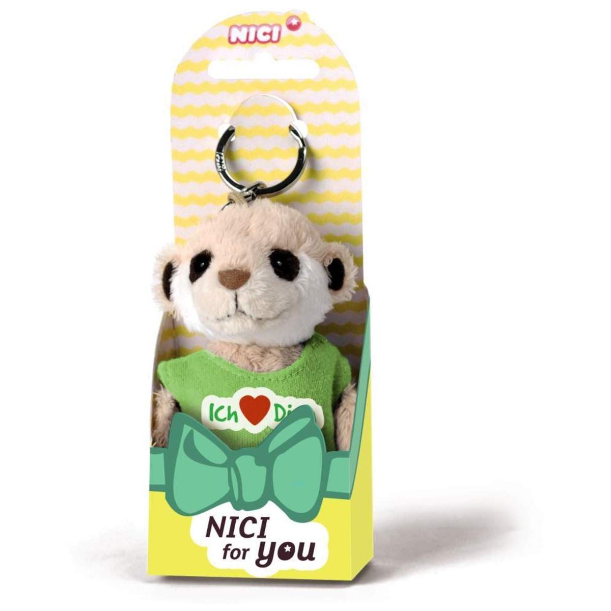 NICI for You Schlüsselanhänger Erdmännchen Ich (Herz) Dich mit T-shirt grün