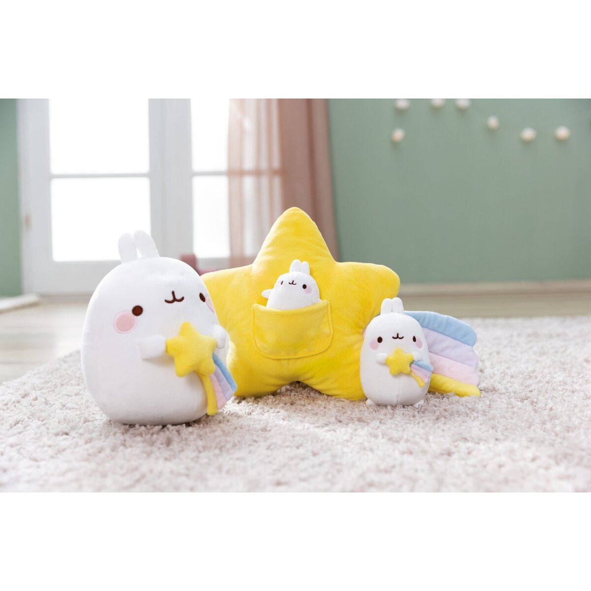 NICI Kissen Molang Sternschnuppe 12 x 40 x 28 cm gelb weiß