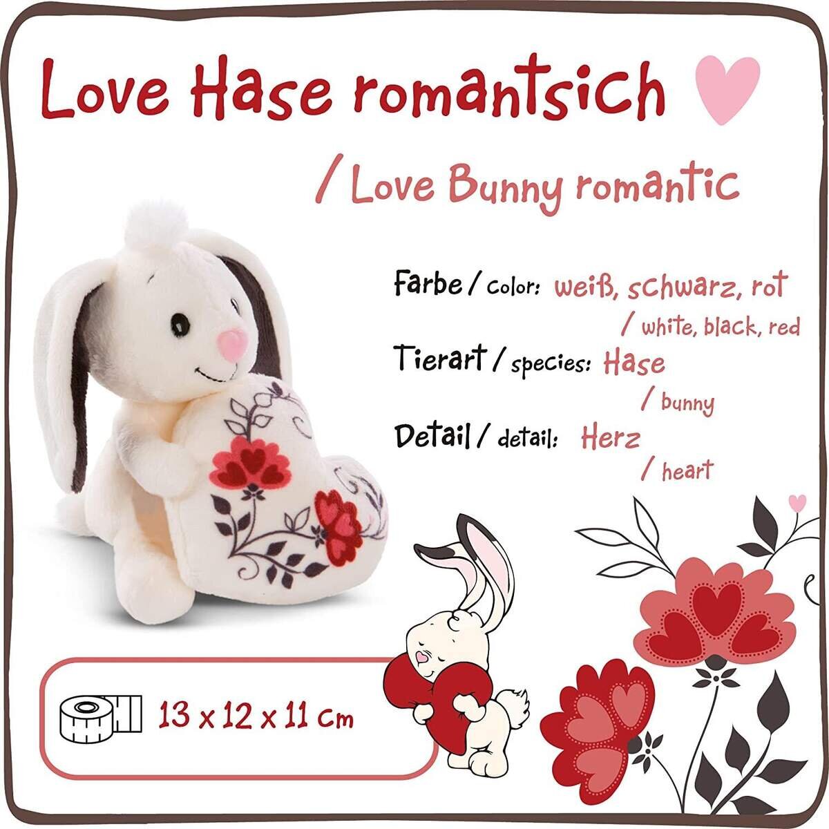 NICI Kuscheltier 13cm mit Herz – Romantischer Hase