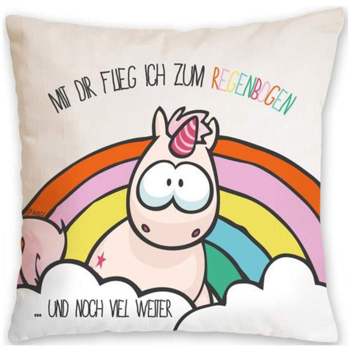 NICI Mit dir flieg ich zum Regenbogen Kissen Einhorn Theodor 37 x 37 cm