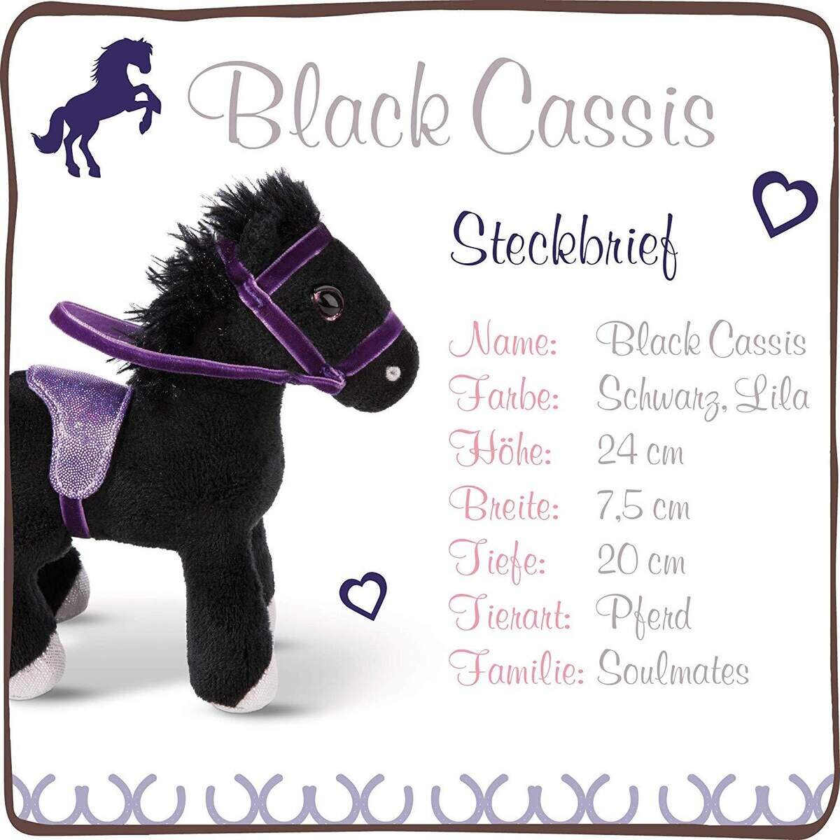 NICI Pferd Black Cassis mit Zaumzeug, 25 cm