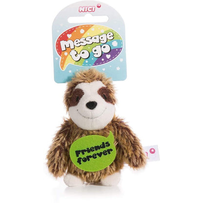 NICI Plüsch Faultier mit Loop und Spruch Friends forever, 8 cm