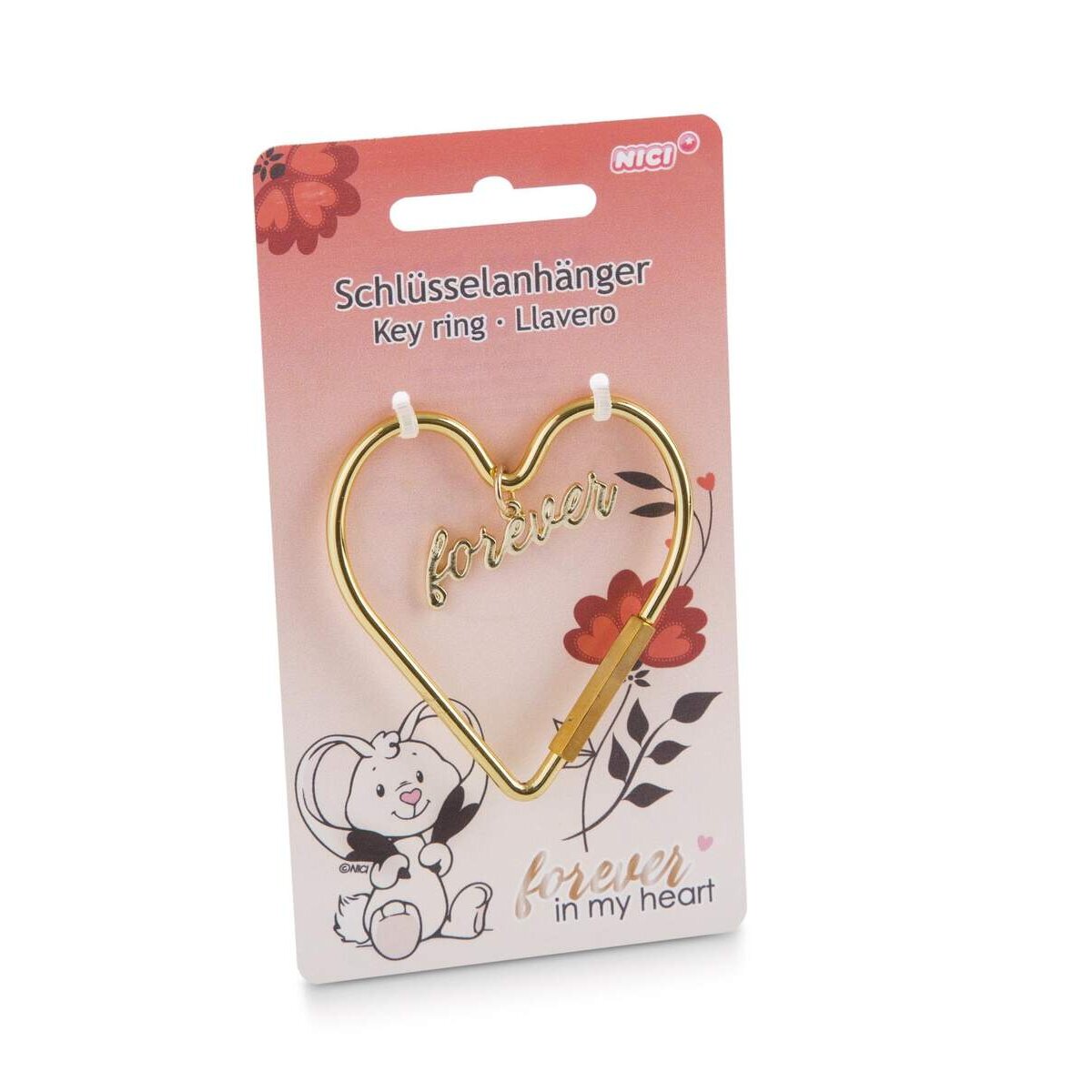 NICI Schlüsselring "Forever" herzförmig